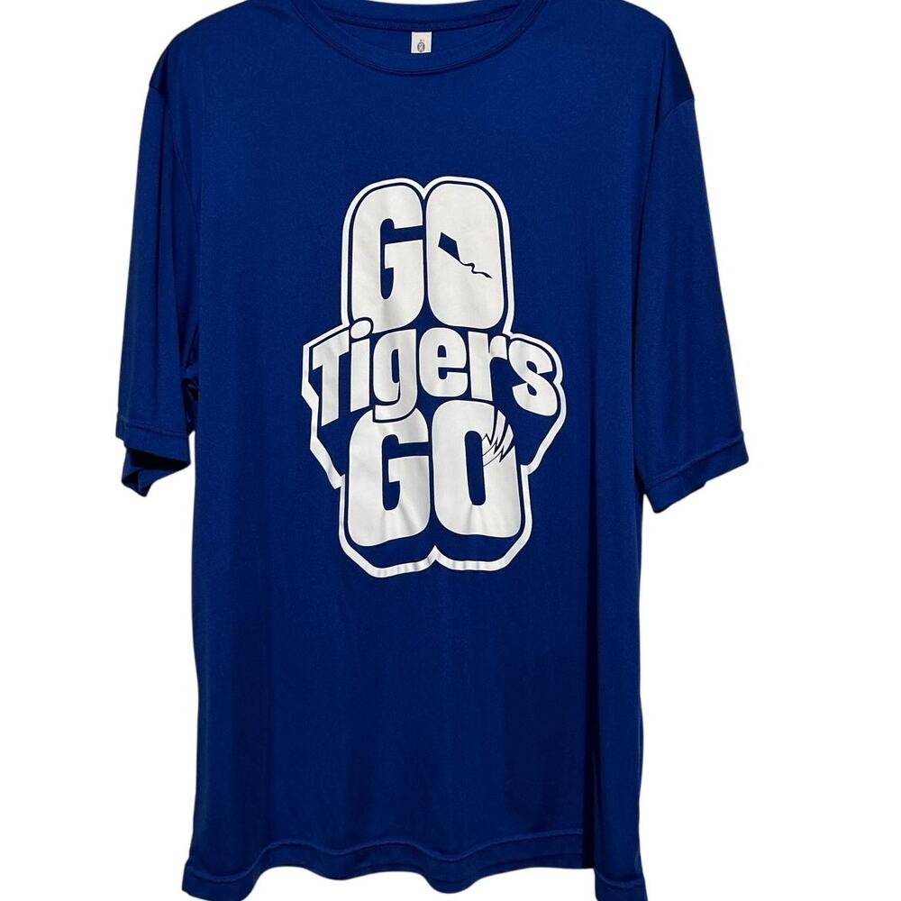 Team 365 Men's 'Go Tigers Go' Short Sleeve‎ Blue Shirt Size XL